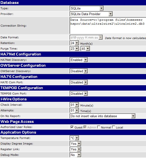 Options page ultra1wire2